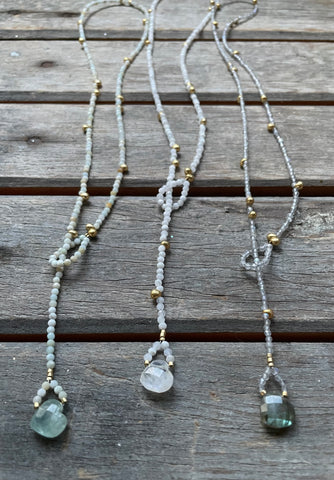Gemstone heart Lariat Necklace