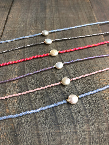 Coin pearl beaded Choker