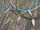 Beaded Choker Necklace Feather