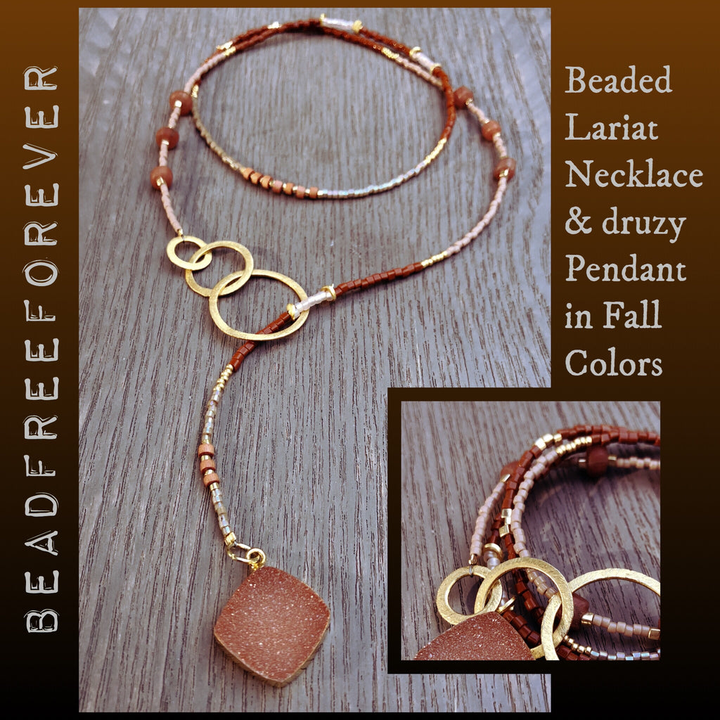 Beaded Lariat Necklace ‘Autumn’