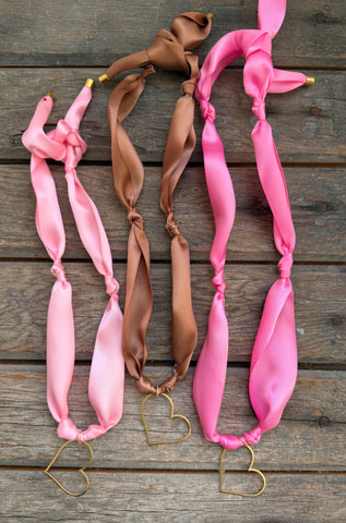 Satin ribbon heart Necklace