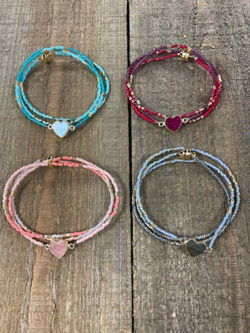 Gemstone Heart Wrap Bracelet