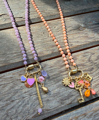 Multi charm carabiner necklace