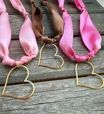 Satin ribbon heart Necklace