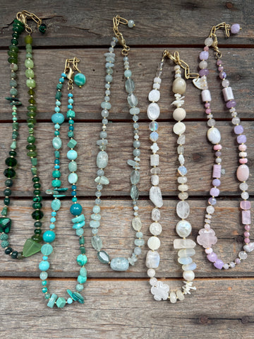 Gemstone beaded choker necklace