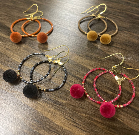 Velvet Pompom Earrings