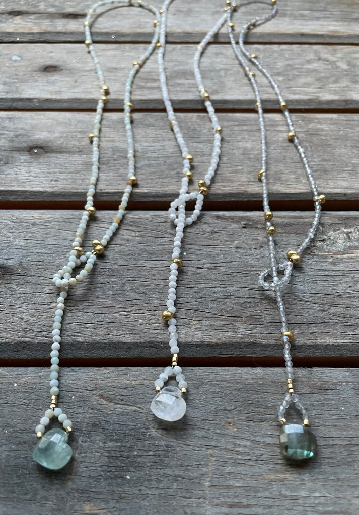 Gemstone heart Lariat Necklace