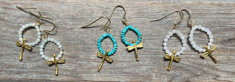 Gemstone Dragonfly Earrings