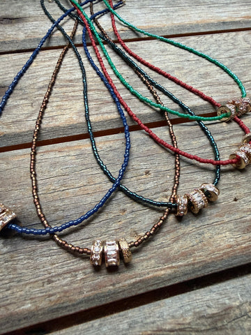 Multi CZ beaded choker necklace