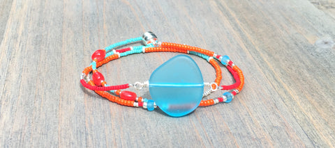 Sea glass Wrap bracelet/Necklace