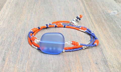 Sea glass Wrap bracelet/Necklace