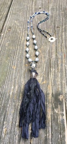 Beaded Necklace Midnight Blue