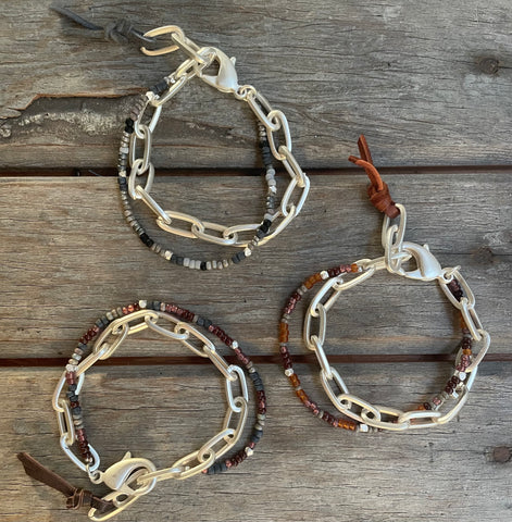 Boho Paperclip Chain Beaded Bracelet