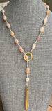 Pebble stone Lariat Necklace