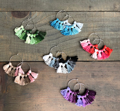 Ombre Tassel Earring Hoops