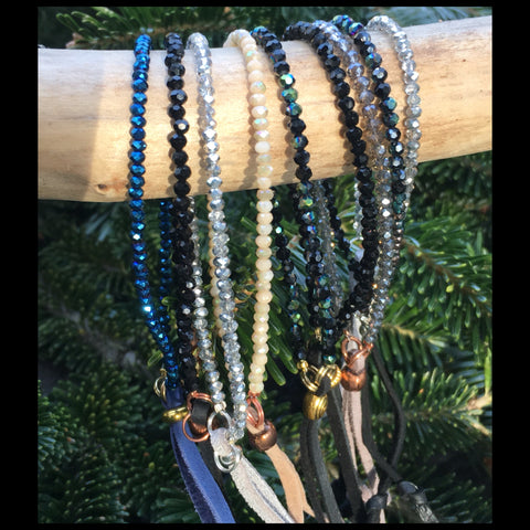 Crystal beaded tassel bracelet