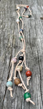 Long leather gemstone necklace