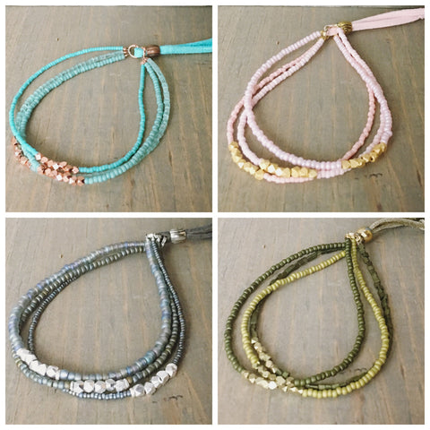 Triple layer beaded bracelet