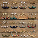 Leather Heishi Beaded Hoops