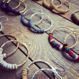 Leather Heishi Beaded Hoops