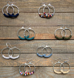 Leather Heishi Beaded Hoops