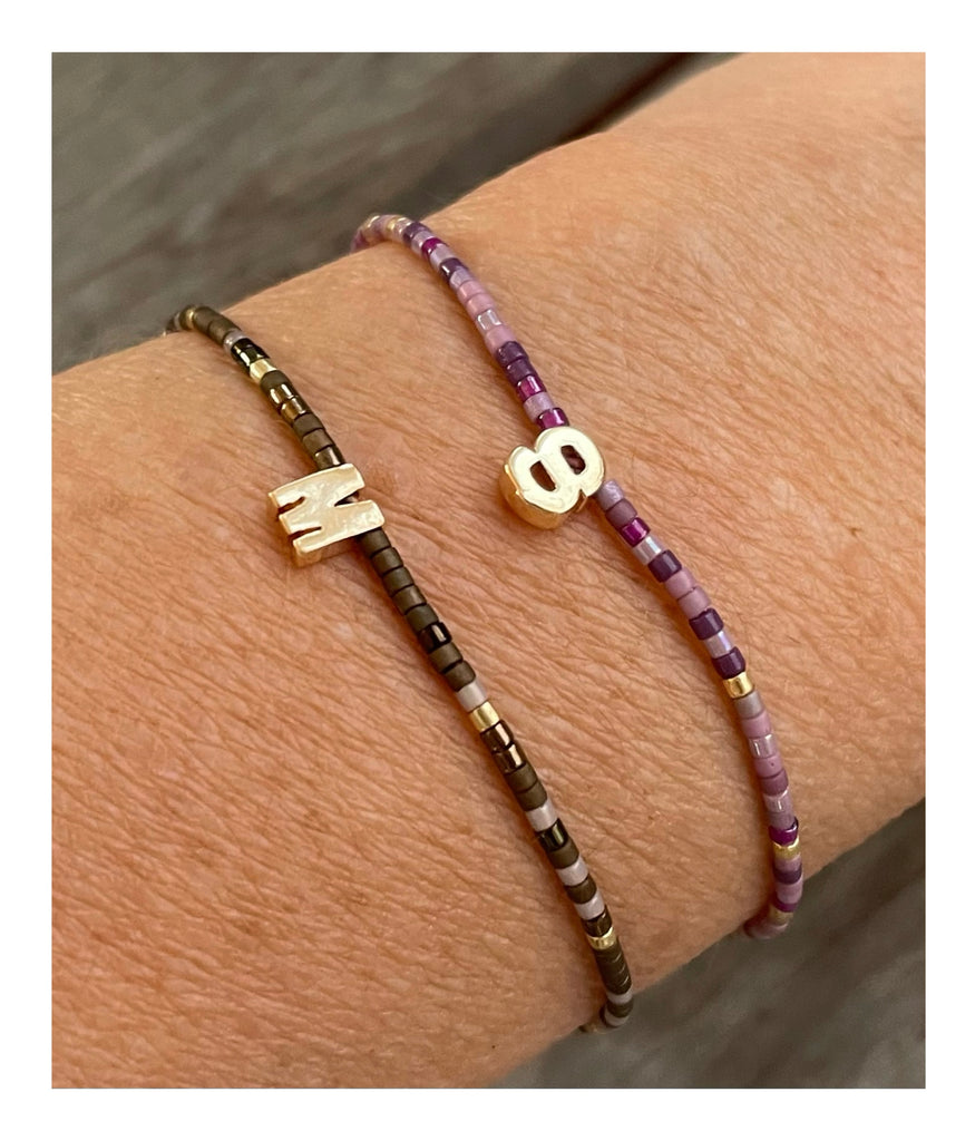 Initial Beaded Slider Bracelet
