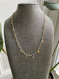 Gemstone rosary chain necklace with dangly stars