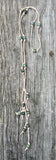 Long leather gemstone necklace
