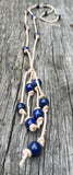 Long leather gemstone necklace