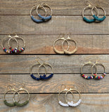 Leather Heishi Beaded Hoops