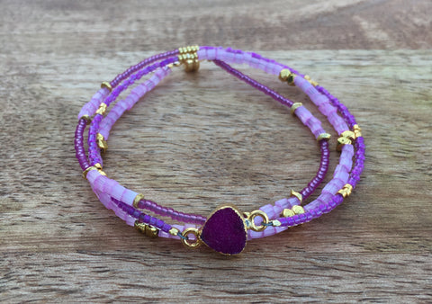 Wrap bracelet/Necklace Druzy