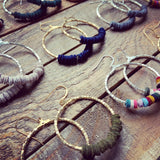 Leather Heishi Beaded Hoops