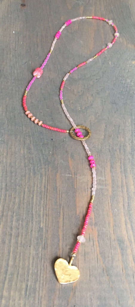 Beaded Lariat Necklace Love 20-24"