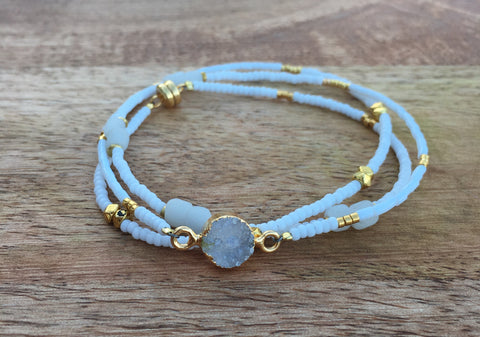 Wrap bracelet/Necklace Druzy
